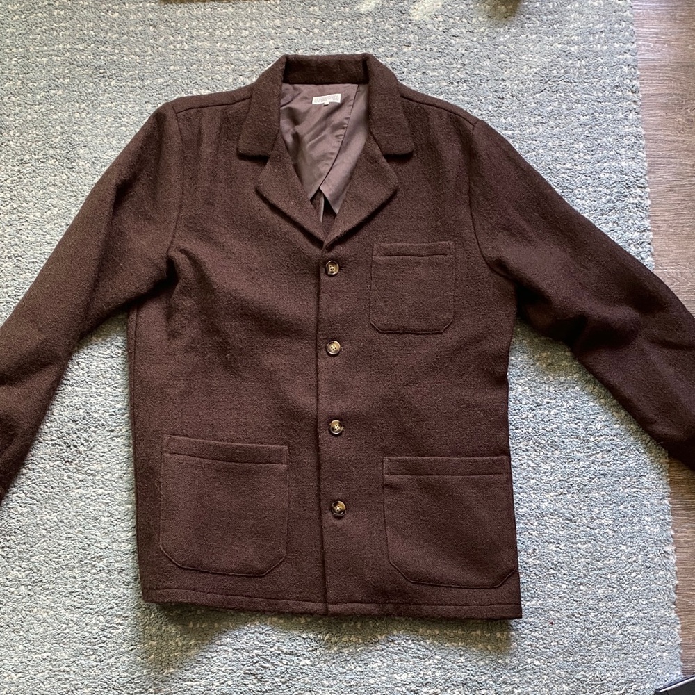 Quaker Marine Men's Dark Brown Wool Loafer Jacket M